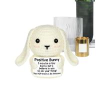 Animal de peluche de ganchillo - Mini conejo 7x5 Cm, juguete de punto de lana, figura de conejo hecha a mano con textura suave | Peluche portátil de bolsillo para regalos de cumpleaños, decoración de