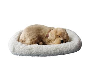 Animal de peluche de respiración perros dormidos en la almohadilla de respiración realista, felpa interactiva, operación de batería para niños realistas para niños, suministros de mascotas doradas