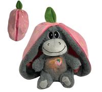 Animal de peluche dormido - Animal relajado | burro luminoso antiestrés | Muñeca suave con música | Peluche relajante con movimiento realista