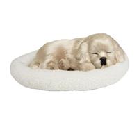 Animal de peluche que respira, animal de peluche que respira, lindos perros durmiendo en una almohadilla, cachorro realista interactivo funciona con pilas para niños, color beige para uso diario