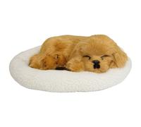 Animal de Peluche Que Respira, Lindos Perros durmiendo en una Almohadilla, Perro Que Respira, Cachorro Realista Interactivo Funciona con Pilas para niños, Regalos para niños, Amarillo
