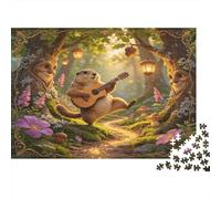 Animal del Bosque Tocando la Guitarra Puzzle de 1000 Piezas Papel para Adultos Estilo de Cuento Puzzle para Toda la Familia Decoración Regalo 52x38cm/1000pcs