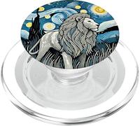 Animal del zoológico del león africano - Estilo de noche estrellada de Van Gogh PopSockets PopGrip para MagSafe