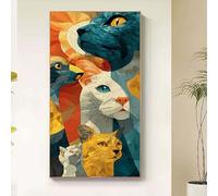 Animal Diamond Painting Adultos, Diamond Painting Gato Pintura de Diamante para Niños DIY 5D Cristal Strass Bordado Punto de Cruz Puzzle Dibujos con Diamantes Kit Decoración Hogar 50x100cm r8-17fr