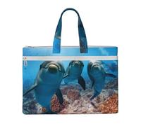 Animal divertido delfín impreso,Bolsa de lona para documentos con cremallera, bolso de mano, maletín para la escuela y la oficina.