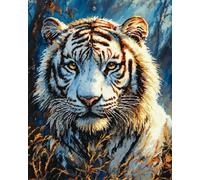 Animal Diy Kit Alfombra Gancho De Pestillo Retrato De Un Tigre Blanco Kits De Ganchillo Para Hacer Alfombras，Juego De Bordado,Kit De Ganchillo Para Principiantes，Manualidades De Costu 31x45in
