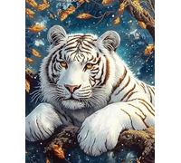 Animal Diy Kit Alfombra Gancho De Pestillo Tigre Blanco De Fantasía Kits Para Alfombras Con Aguja De Pestillo，Kit De Ganchillo Para Principiantes，Juego De Tapiz Con Lienzo Impreso，Re 21x29in