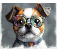Animal Diy Kit Cojin Gancho De Pestillo Perro De Dibujos Animados Manualidades Para Hacer Alfombras Diy Con Lienzo Impreso A Color，Juego De Tapiz De Ganchillo Y Bordado Para Decoración 52x38cm