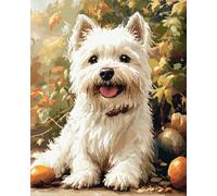 Animal Diy Kit Cojin Gancho De Pestillo Terrier Blanco De Las Tierras Altas Occidentales De Dibujos Animados Kits Para Alfombras Con Aguja De Pestillo，Bricolaje Para Familiares Y Amigo 31x45in