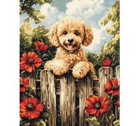 Animal DIY Kit Cojin Gancho De Pestillo Un Perro Aferrado A La Valla. Kits Para Hacer Alfombras Con Aguja De Pestillo Kit Para Hacer Tapiz Para Niño,Personas Mayores Y Aficionados Al B 60x90cm