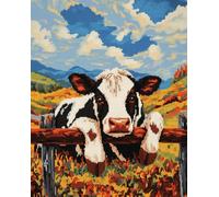 Animal DIY Kit Cojin Gancho De Pestillo Vacas Y Paisajes Manualidades Para Hacer Alfombras DIY Con Lienzo Impreso A Color,Juego De Tapiz De Ganchillo Y Bordado Para Decoración Del Hoga 100x140cm