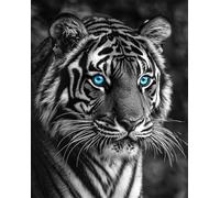 Animal Diy Kit Manualidades Alfombra Tigre Blanco Y Negro Kit Para Hacer Alfombras Con Aguja De Pestillo，Diy Para Hacer Tapiz，Kits De Bordado De Punto De Cruz，Manualidades De Costura 21x29in