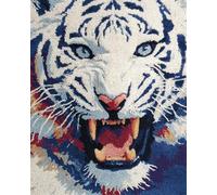 Animal Diy Materiales Para Hacer Alfombras Retrato De Un Tigre Blanco Juego De Alfombras Con Aguja De Pestillo，Kits De Alfombra Hechos A Mano Con Preimpresión，Regalo De Artesanía 3D D 39x55in