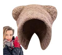 Animal Ear Beanie - Cute Plush Winter Cap, Soft Knitted Bear Ear Hat with Stretch Fit Warm Headwear Design Stylish Cold Weather Accessory, Ideal for Women Girls Casual Outings Travel