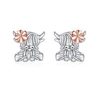 Animal Earrings Silver Cat/Pig/Dinosaur/Cow/Frog/Hedgehog/Turtle Stud Earrings Cute Animal Jewellery Gifts for Women Girls
