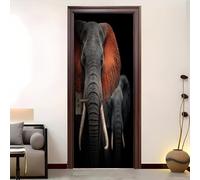 Animal Elefante primer planoPuerta Adhesivo Fotográfico Vinilo 88x200 cm Negro Pegatina Mural Autoadhesiva Extraíble e Impermeable PVC para Puerta,Mural,Salón, Cocina Calcomanía puerta Baño