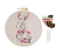 Animal Embroidery Kit - Cotton Cloth 30x30cm & 20x20cm | Bunny Beginner Embroidery Kit | Needlework Hoop Classic Stitching Set DIY Craft For Kids Adults Easter Gift Sewing Practice Educational