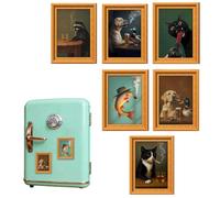 Animal Fridge Magnets Set, Wooden 3D Frame Decor, Cute Artistic Pieces for Charming Display, Handcrafted Wood Finish with Animal Patterns, Home Kitchen Decoration Accessory, Decorative Magnets for Dor