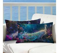 Animal Funda Cojin 40x70 Juego de 2 Pavo Real, Cojines Exterior Impermeable Lino Decorativos Funda Almohada Patrón Impresión Doble Cara con Cremallera para Sofá Decoración Hogar Regalo Mujer, Cod848