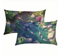 Animal Fundas Cojines 40x60 Lino Juego de 2, Funda Cojin Fish Súper Suaves y Cómodas, Funda de Almohada con Cremallera Oculta, Durable y Fácil Cuidado, Adecuado para Sofá, Cama, Silla o Jardín S5-444