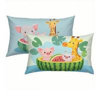 Animal Fundas Cojines 40x70 Lino Juego de 2, Funda Cojin Summer Súper Suaves y Cómodas, Funda de Almohada con Cremallera Oculta, Durable y Fácil Cuidado, Adecuado para Sofá, Cama, Silla o Jardín S5-54