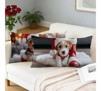 animal Fundas Cojines 50x80CM Juego de 2 perro Fundas Cojines Decorativos Rectangulares Cushions Felpa Corta Suave pillow Funda de Almohada para Garden Terraza Primavera Otoño Decor, Regalo L-829