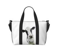 Animal Funny Cow Head - Bolsa de gimnasio grande de 16 pulgadas, ligera, para viajes, deportes, bolsa de hospital para mamá, Black, Talla única