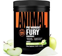 Universal Nutrition ANIMAL Fury Pre Workout Booster (Green Apple-Green Apple) con cafeína, beta alanina, citrulina, L-tirosina y BCAA - máxima energía y suministro de aminoácidos, 483g