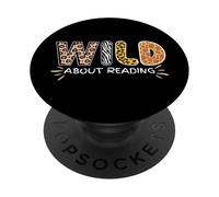 Animal Graphic Wild About Reading Books Teacher PopSockets PopGrip Adhesivo