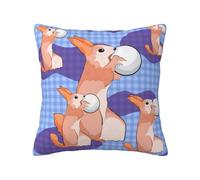 Animal Holding The Ball - Funda de almohada cuadrada de felpa de 61 x 61 cm, adecuada para el hogar, sala de estar, dormitorio y fundas de almohada interiores de coche.