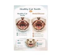Animal Hospital Decor Educational Poster Cat Teeth Chart Dental Anatomy Veterinary Wall Art Canvas For Clinic Office(Framed,08x12inch(20x30cm))