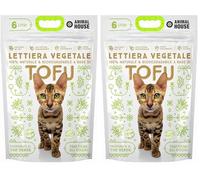 Animal House - Arena Natural de Tofu, Segura para Humanos y Animales, no Raya, Antipolvo, perfumada con té Verde, retiene los olores sin Molestar a los felinos (Paquete de 2)