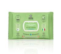Animal House Toallitas de Aloe Vera 100 uds para Perros y Gatos, Toallitas Limpiadoras Perfumadas, Humedecidas y Refrescantes, Hipoalergénicas, Fibras de Origen Vegetal, Made in Italy
