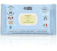 Animal House Toallitas perfumadas 35 PCS: Toallitas húmedas hipoalergénicas y biodegradables para la Limpieza Diaria de Perros y Gatos (35, Jabón de Marsella)