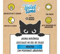 Animal House Toilet Time - Arenero de Cristales de silicio para Gatos, antiestático y Seguro, sin Polvo, ultraabsorbente, retiene los olores, 30 l