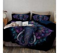 Animal Ilustración Funda Nordica Mandala Elefante Microfibra - Juego de Cama 150x220cm cm y 2 Funda de Almohada 50x75 cm Juveniles Niña Fundas Nordicas Edredon Cama 90