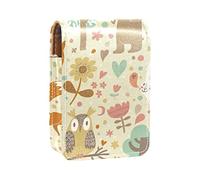 Animal in Forest - Estuche portátil para lápiz labial, mini caja de almacenamiento de lápiz labial, estuche organizador de lápiz labial con espejo para mujer, Varios colores, 9.5x2x7 cm/3.7x0.8x2.7 in