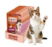 Animal Island Alimento Completo Monoproteína para Gato Adulto Bolsita Húmeda Pato Carne Hígado Molleja con Caldo Sin Cereales Sin Rellenos, 10 x 100g