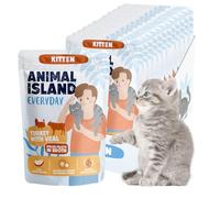 Animal Island Alimento Húmedo Completo para Gatitos Filetes de Pavo y Ternera en Caldo de Ternera Sin Cereales, 12 x 85g