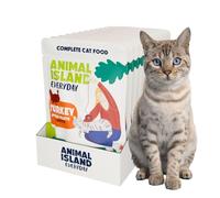 Animal Island Alimento Húmedo Gato Adulto Filetes Desmenuzados en Caldo con Pavo y Pollo Textura Jugosa en sobre, 12 x 85g