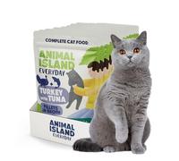 Animal Island Comida húmeda para gatos adultos pavo con atún en sopa juego sin cereales de aves de corral rico en taurina ácidos omega 3 filetes en caldo de carne paquete completo multipack sobres, 12