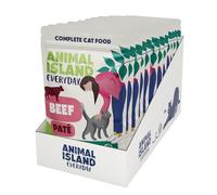 Animal Island Comida húmeda para Gatos, paté cremoso de Carne de Res con Pollo sin Cereales sin Cereales para Gatos Adultos, Juego de Sobres de Comida de Carne Completa, 12 x 85 g