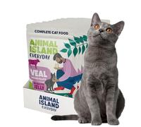 Animal Island Everyday Alimento Húmedo Completo para Gatos Adultos Filetes Desmenuzados de Ternera en Gelatina de Caldo Receta Sin Cereales sobre Porción, 12 x 85g