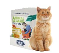 Animal Island Everyday Alimento Húmedo Completo para Gatos Adultos Tiras Desmenuzadas de Pollo con Hígado de Ave en Gelatina de Caldo Aromático sobre Individual, 12 x 85g