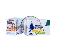 Animal Island Pack con Platito de Cristal Alimento Húmedo Completo para Gatitos Filetes de Pavo con Ternera en Caldo Aceite de Pescado Inulina Sobres, 12 x 85g Color del Platito Aleatorio