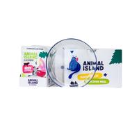 Animal Island Pack con Platito de Cristal Alimento Húmedo Completo para Gatos Filetes de Ternera en Caldo Sin Cereales Sobres, 12 x 85g Color del Platito Aleatorio