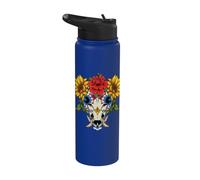 Animal Jabalí Almas Florales Día De Muertos Día De Los Muertos Stainless Steel Insulated Water Bottle