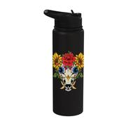 Animal Jabalí Almas Florales Día De Muertos Día De Los Muertos Stainless Steel Insulated Water Bottle
