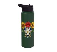 Animal Jabalí Almas Florales Día De Muertos Día De Los Muertos Stainless Steel Insulated Water Bottle