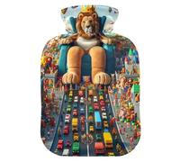 Animal Kingdom - Botella de agua caliente con funda de terciopelo suave, bolsa de agua caliente para aliviar el dolor de cuello y hombros, 2 litros